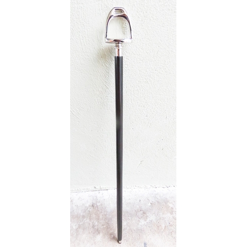 Stirrup Motif Handled Walking Stick Full Size Silver Plated