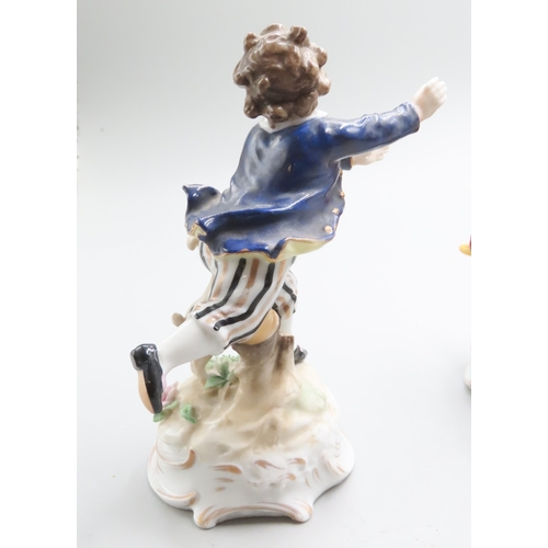 1241 - Pair of Continental Porcelain Figures Attractively Detailed Children with Lamb and Dog Each Approxim... 