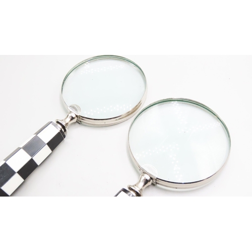 1250 - Pair of Mother of Pearl and Ebony Handled Chrome Plated Magnifying Glasses Each Approximately 8 Inch... 