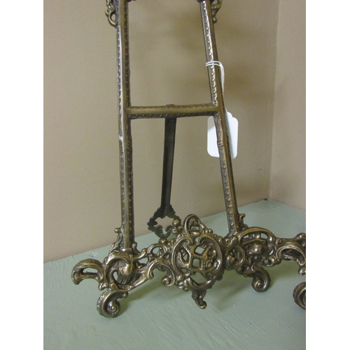 1253 - Pair of Cast Brass Rocco Form Table Easels Each Approximately 14 Inches High