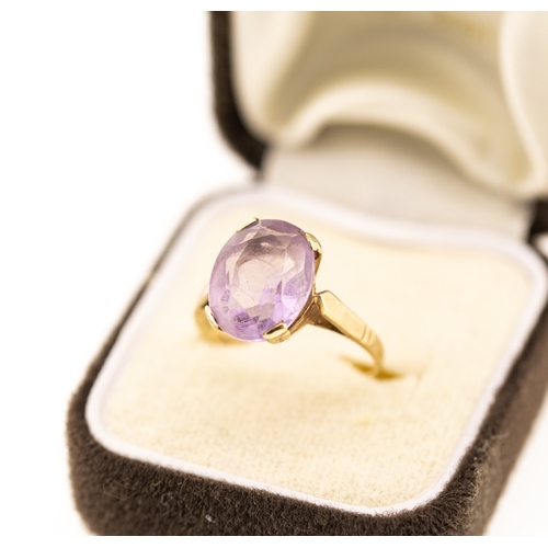 22 - Amethyst Set Single Stone Ring Mounted in 9 Carat Yellow Gold Ring Size M and a Half