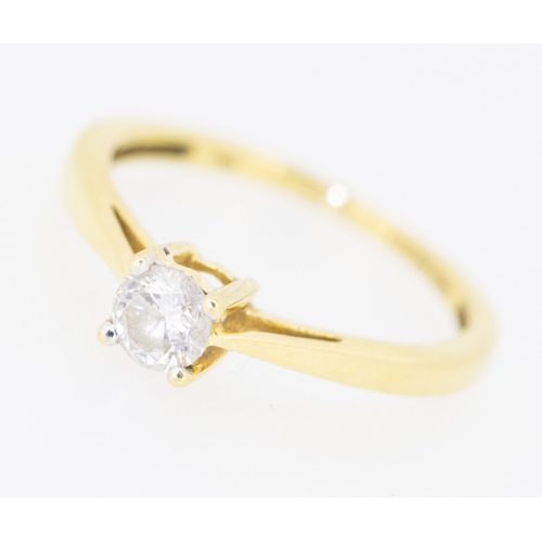 Diamond Solitaire Ring Mounted in 18 Carat Yellow Gold Total Diamond Carat Weight .25ct Ring Size J and a Half