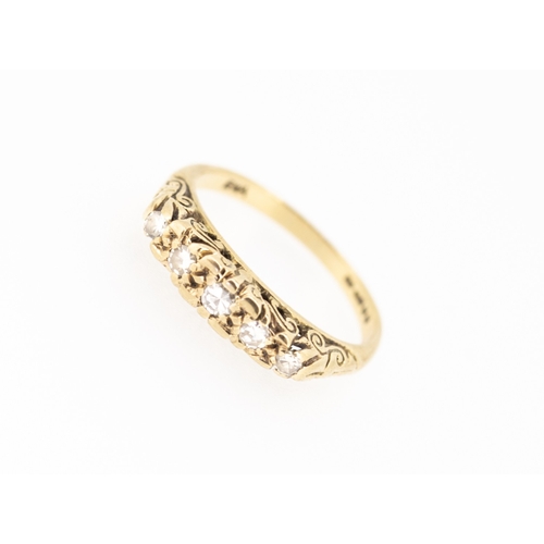 29 - Diamond Five Stone Graduated Form Ring Mounted in 9 Carat Yellow Gold Ring Size L