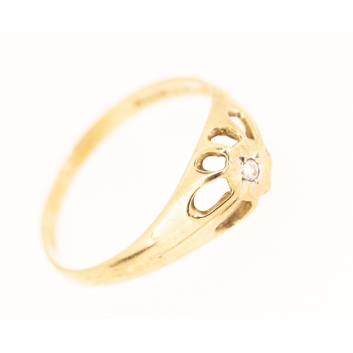 36 - Diamond Belcher Set Single Stone Ring Mounted in 9 Carat Yellow Gold Ring Size X