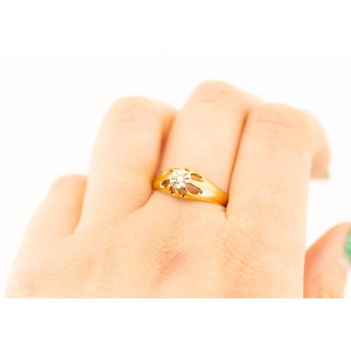 36 - Diamond Belcher Set Single Stone Ring Mounted in 9 Carat Yellow Gold Ring Size X