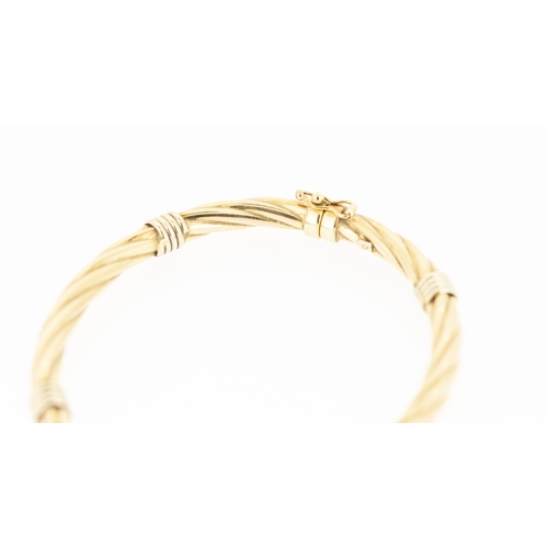 38 - 9 Carat Yellow Gold Twist Form Bangle Bracelet 6cm Inner Width