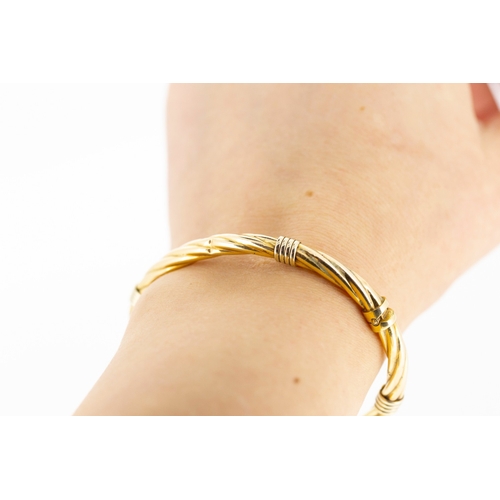 38 - 9 Carat Yellow Gold Twist Form Bangle Bracelet 6cm Inner Width