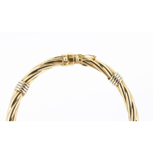 38 - 9 Carat Yellow Gold Twist Form Bangle Bracelet 6cm Inner Width