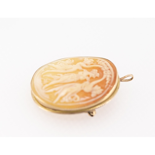 48 - 9 Carat Yellow Gold Cameo Brooch or Pendant 4cm High