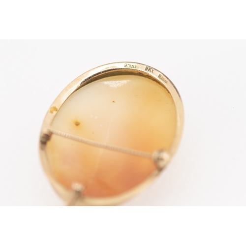 48 - 9 Carat Yellow Gold Cameo Brooch or Pendant 4cm High