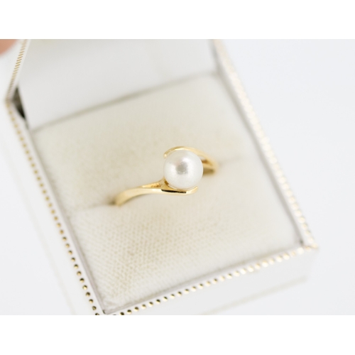 50 - Pearl Set Wrap Around Form Ring Mounted in 14 Carat Yellow Gold Ring Size R