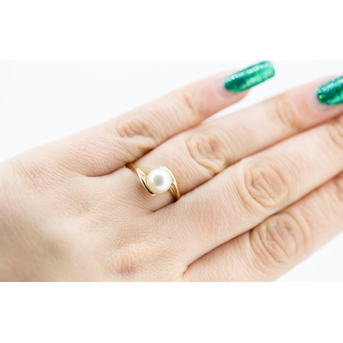 50 - Pearl Set Wrap Around Form Ring Mounted in 14 Carat Yellow Gold Ring Size R