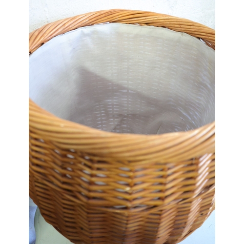 1000 - Wicker Basket Lined Interior Approximately 24 Inches High x 16 Inches Diameter