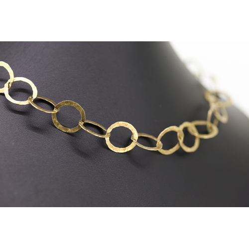 101 - Designer Silver Gilt Circular Link Necklace 80cm Long