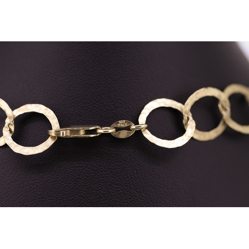 101 - Designer Silver Gilt Circular Link Necklace 80cm Long