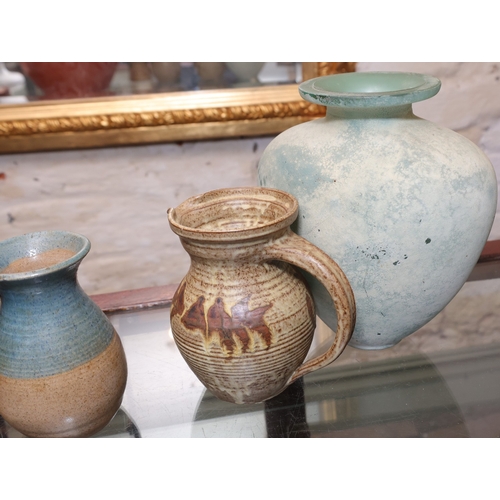 1017 - Various Fired Earthenware and Old Glass Vase Shaped Form Five Pieces in Lot Largest One Louis Mulcah... 