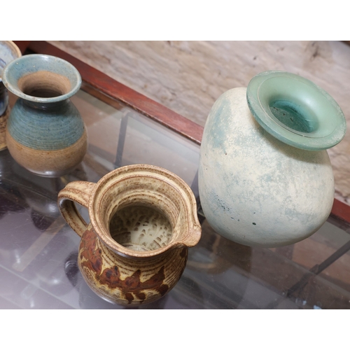 1017 - Various Fired Earthenware and Old Glass Vase Shaped Form Five Pieces in Lot Largest One Louis Mulcah... 