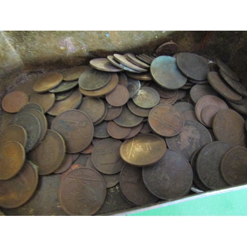 1022 - Old Tin of  Irish and English Coinage Quantity as Photographed