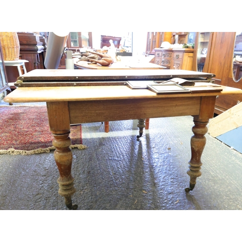 1026 - William IV Mahogany Dining Room Table with Two Extra Leaves Brass Clasps Present Extends to Approxim... 