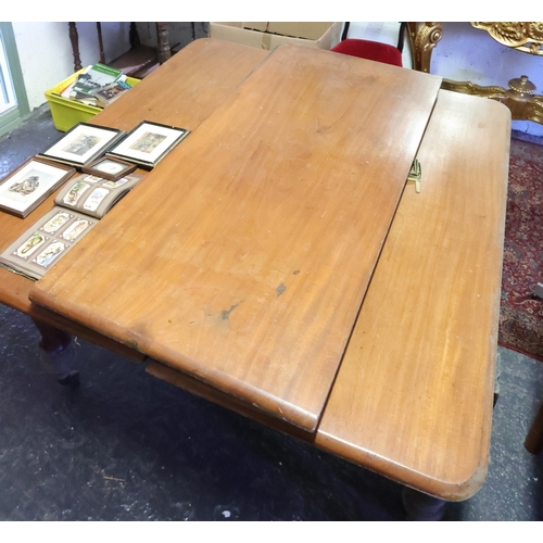 1026 - William IV Mahogany Dining Room Table with Two Extra Leaves Brass Clasps Present Extends to Approxim... 