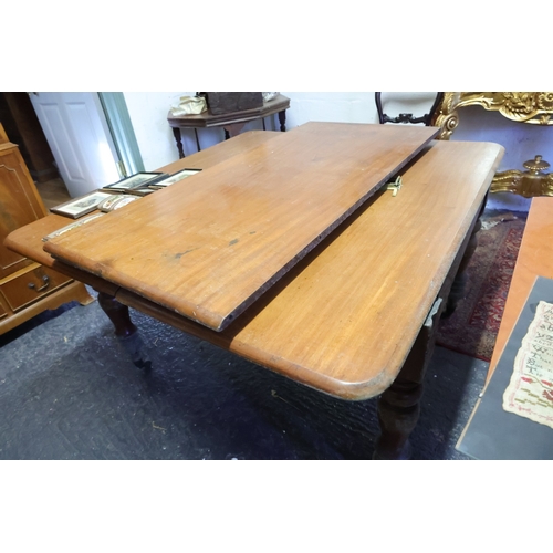 1026 - William IV Mahogany Dining Room Table with Two Extra Leaves Brass Clasps Present Extends to Approxim... 