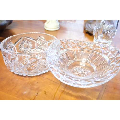 1028 - Two Large Irish Cut Crystal Table Bowls Largest Approximately 11 Inches Diameter