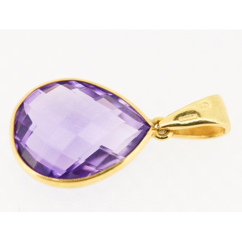 103 - Pair of Pear Cut Amethyst Drop Earrings Mounted in 9 Carat Yellow Gold with Matching Pear Cut Amethy... 