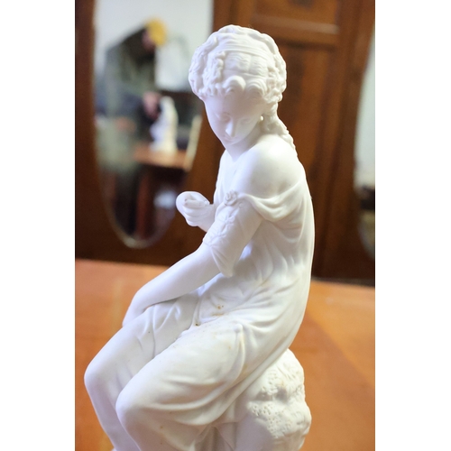 1033 - Antique Parianware Figure of Seated Lady Approximately 11 Inches High