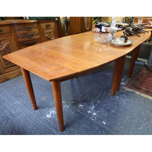 1036 - Hardwood Shaped Form Boardroom Table Turned Circular Supports Approximately 10ft Long