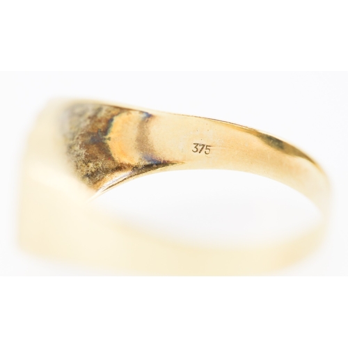 104 - Onyx and Diamond Set Gents Panel Form Ring Set in 9 Carat Yellow Gold Ring Size 4