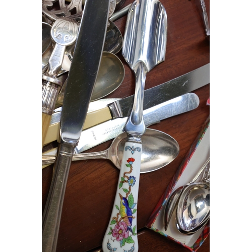 1065 - Various Silver Plated Tableware Quantity as Photographed Includes Spoons, Knives, etc.