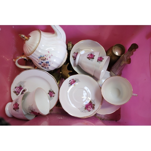 1071 - Various Porcelain and Entree Dish, etc. with Three Old Irish Copper Coins Quantity as Photographed