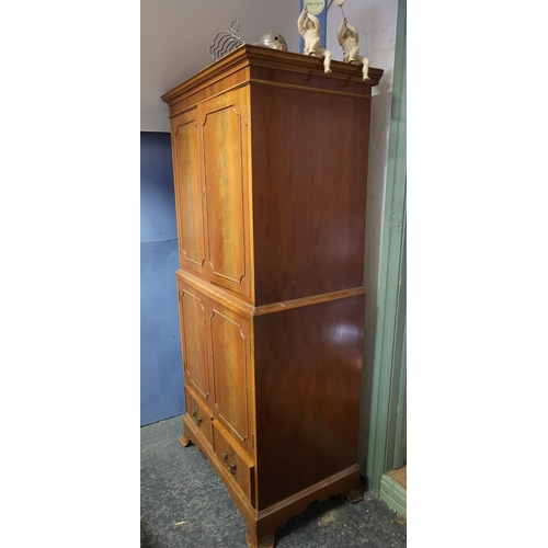 1076 - Walnut Four Door Cabinet with Twin Drawers to Base Approximately 6ft 3 Inches High x 36 Inches Wide