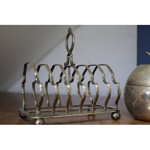 1077 - Various Items Including Edwardian Silver Plated Six Slice Toast Rack Pear Form Caddy Two Angels and ... 