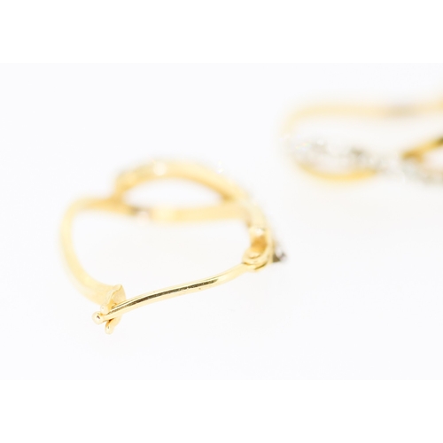 108 - Pair of 9 Carat Yellow Gold Gem set Crossover Form Hoop Earrings 1.5cm High Note Some Stones Lacking