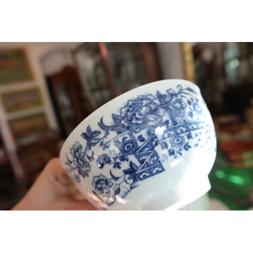 1087 - Early Worcester Bowl Blue and White Pattern Signed with Crescent Moon to Base Approximately 5 Inches... 