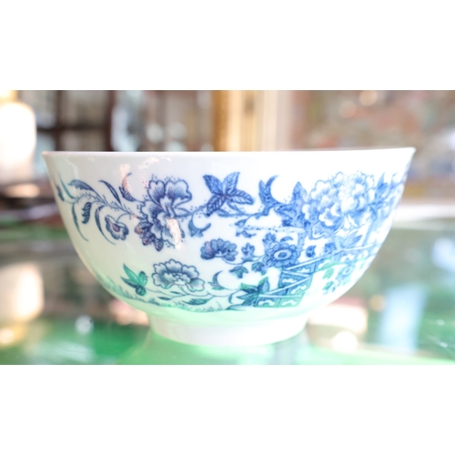 1087 - Early Worcester Bowl Blue and White Pattern Signed with Crescent Moon to Base Approximately 5 Inches... 