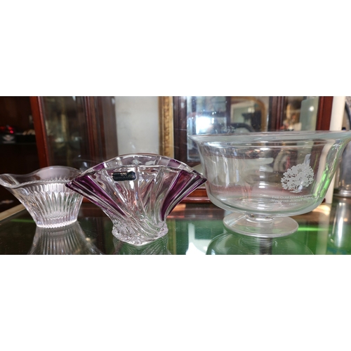 1093 - Three Crystal Bowls Including Ruby Ware Example Largest Approximately 10 Inches Diameter x 8 Inches ... 