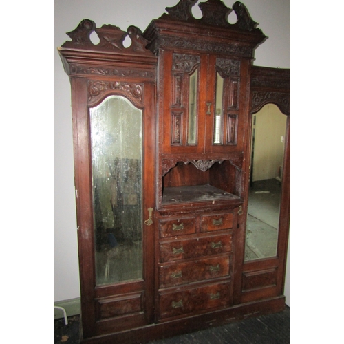 1096 - Large Antique Burr Walnut Wardrobe Approximately 6ft Wide