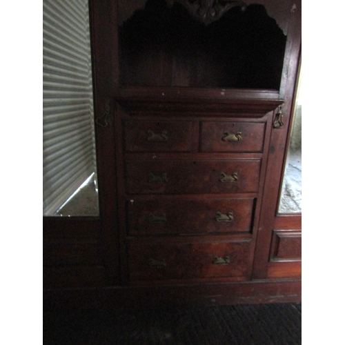 1096 - Large Antique Burr Walnut Wardrobe Approximately 6ft Wide