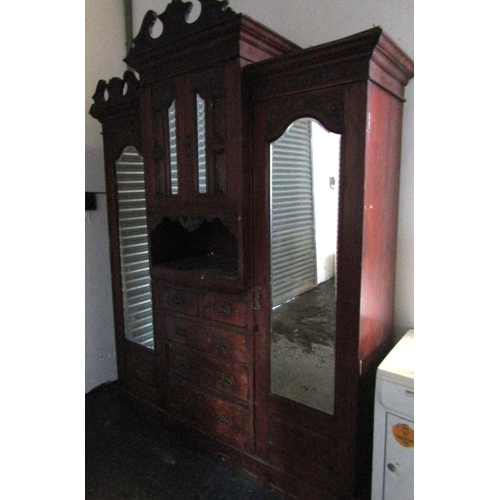 1096 - Large Antique Burr Walnut Wardrobe Approximately 6ft Wide