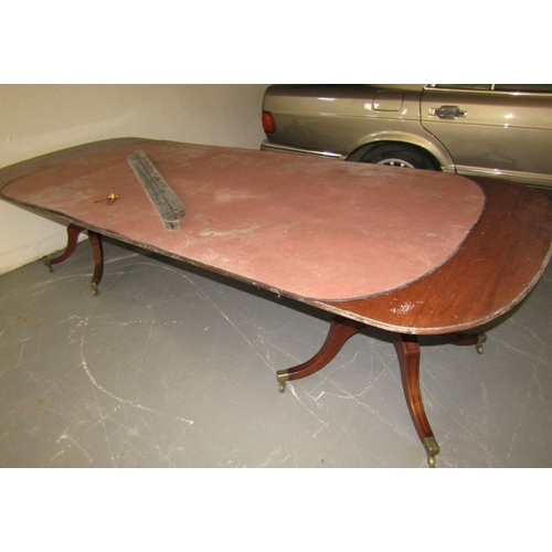 1098 - Antique Twin Pod Dining Table Extending to Approximately 9ft With Protective Cover Possibly by Hicks... 