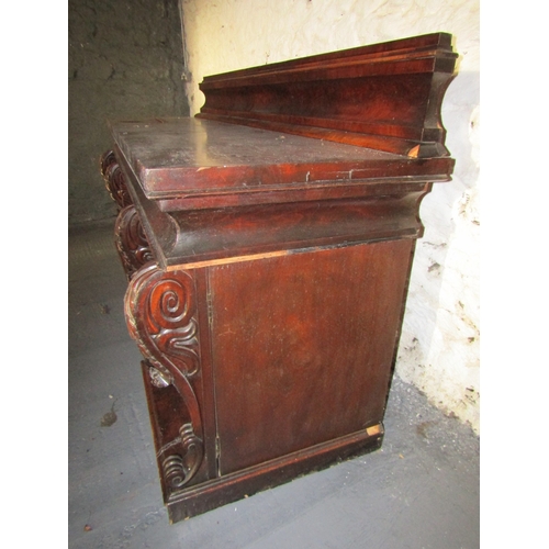 1099 - Irish William IV Figured Mahogany Twin Pedestal Sideboard Well Carved Approximately 7ft Wide