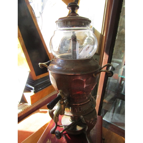 1102 - Early 20th Century Brass Coffee Percolator along with small copper Kettle From Set of Penny Dreadful... 