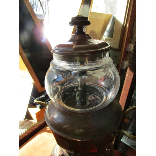 1102 - Early 20th Century Brass Coffee Percolator along with small copper Kettle From Set of Penny Dreadful... 