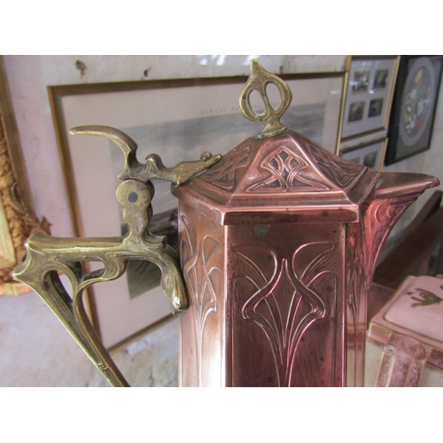 1108 - Rare Art Nouveau Copper Pitcher in the style of Liberty, London Classic Secessionist Hexagonal Form ... 