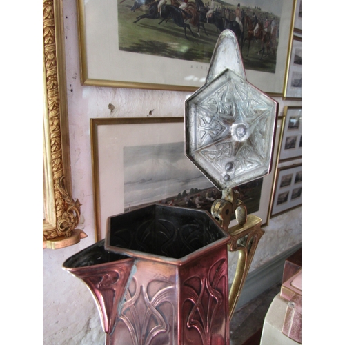 1108 - Rare Art Nouveau Copper Pitcher in the style of Liberty, London Classic Secessionist Hexagonal Form ... 