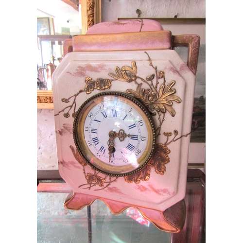 1111 - Victorian Standing Clock attractive floral detail in soft pink and cream hue Working with key Height... 