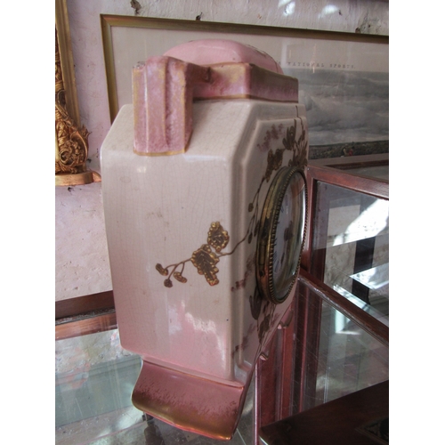 1111 - Victorian Standing Clock attractive floral detail in soft pink and cream hue Working with key Height... 