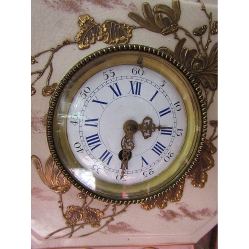 1111 - Victorian Standing Clock attractive floral detail in soft pink and cream hue Working with key Height... 